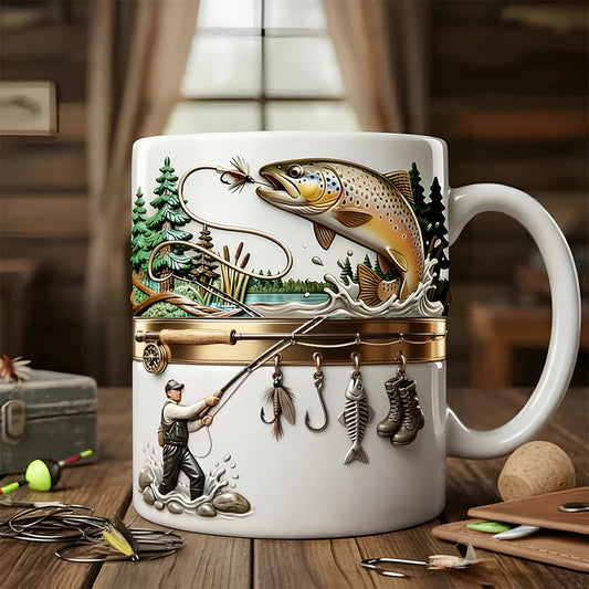 Ceramic Fishing Themed Coffee Mug
