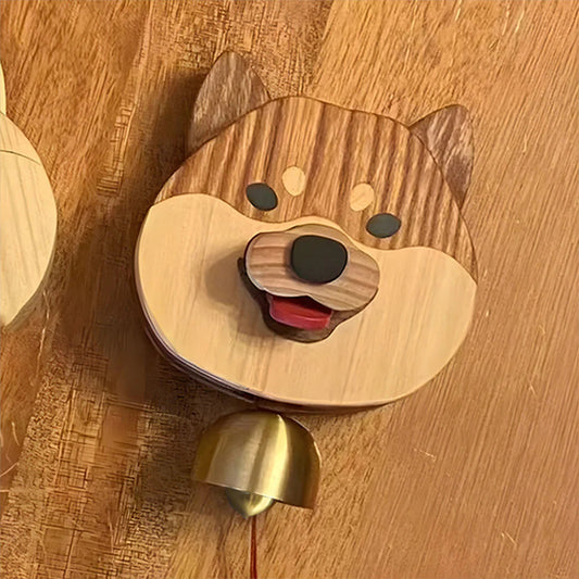 Wooden Shiba Inu Wind Chime Doorbell
