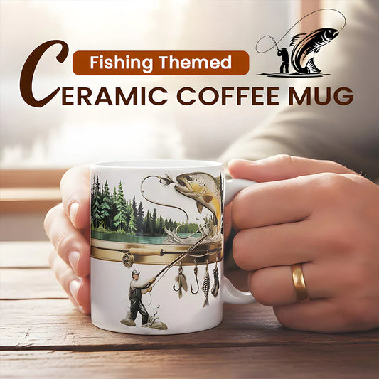 Ceramic Fishing Themed Coffee Mug